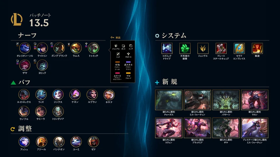 【LoL パッチ13.5】ジャングルはかなりファーム寄りに、地味にやばいプレートスチールキャップの修正など